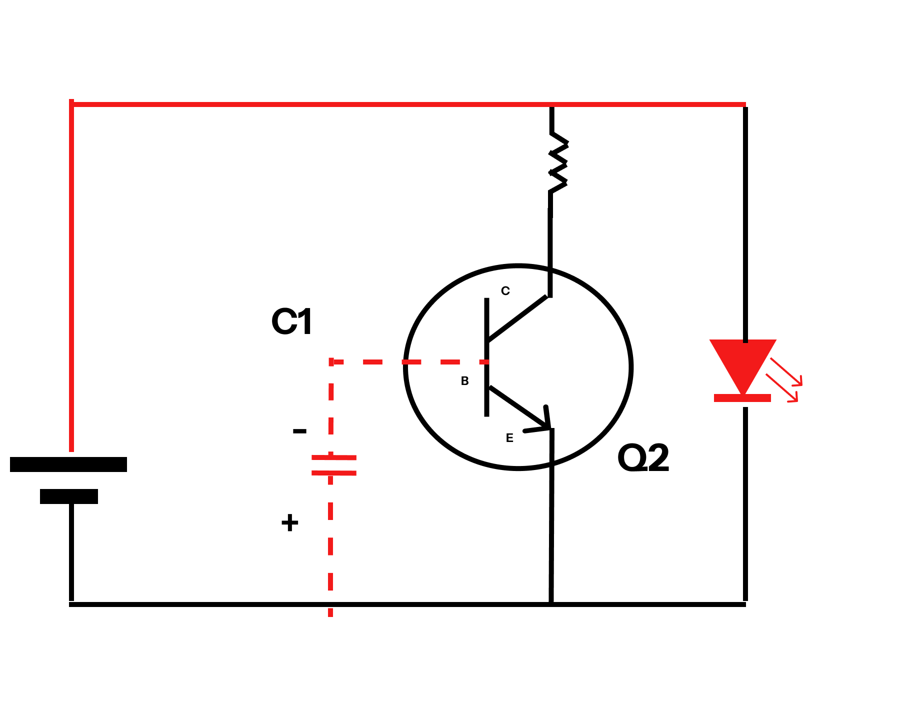 when Q2 transitor turn on discharging of capacitor