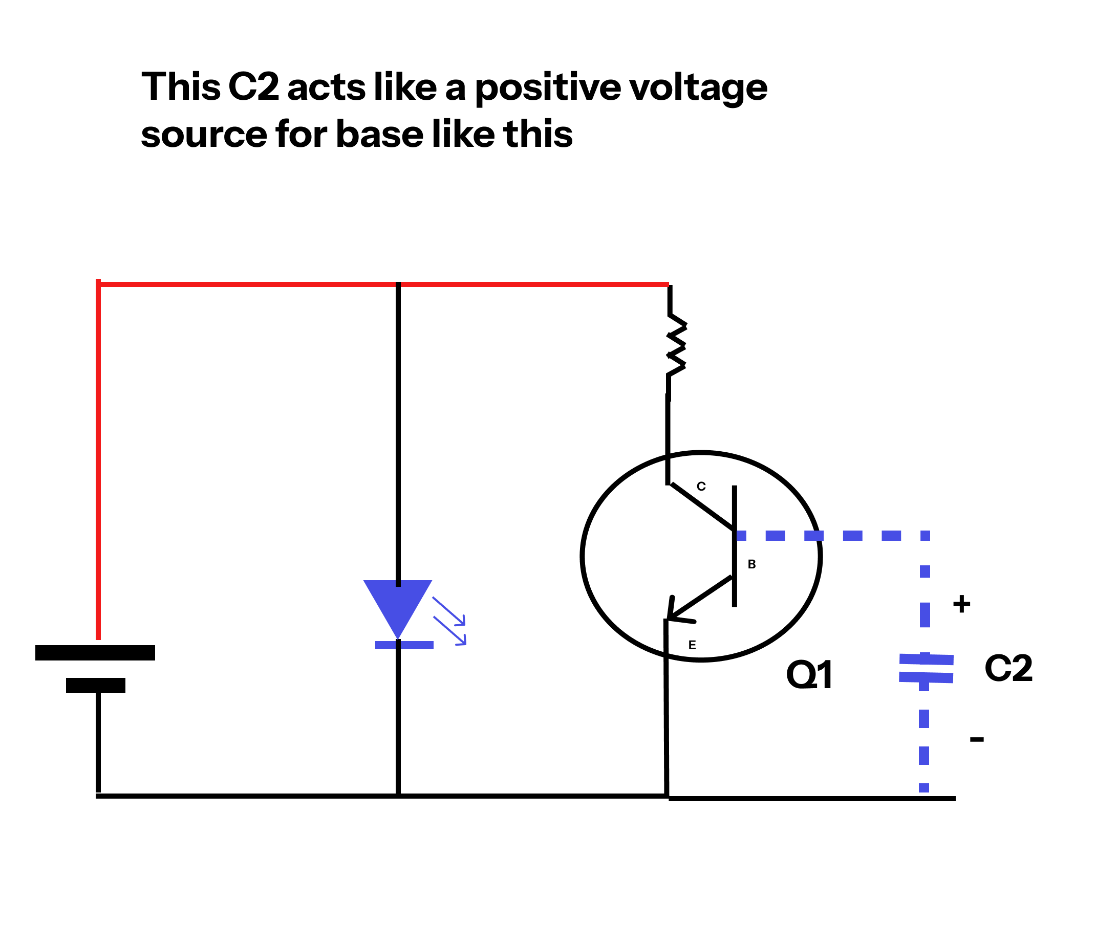 when Q2 transitor turn on discharging of capacitor