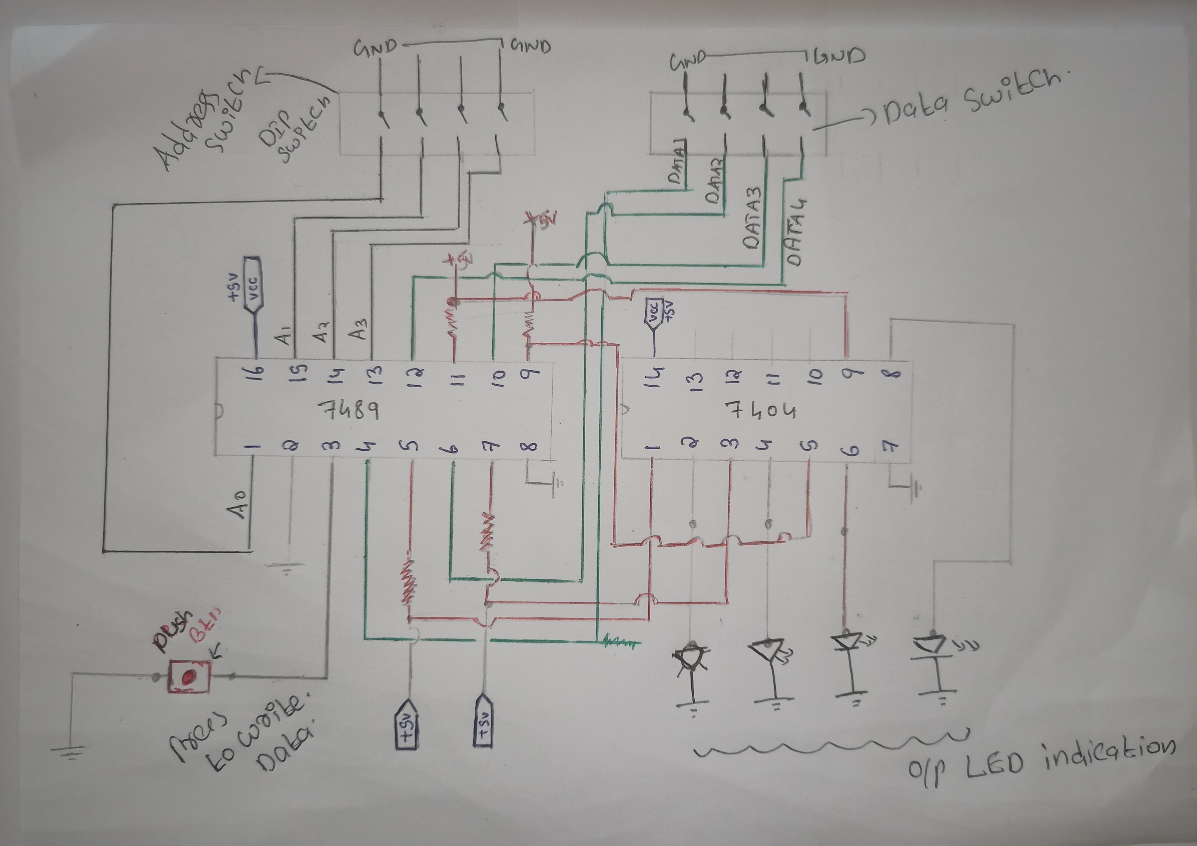 image  of ram module working with dip switches and push button